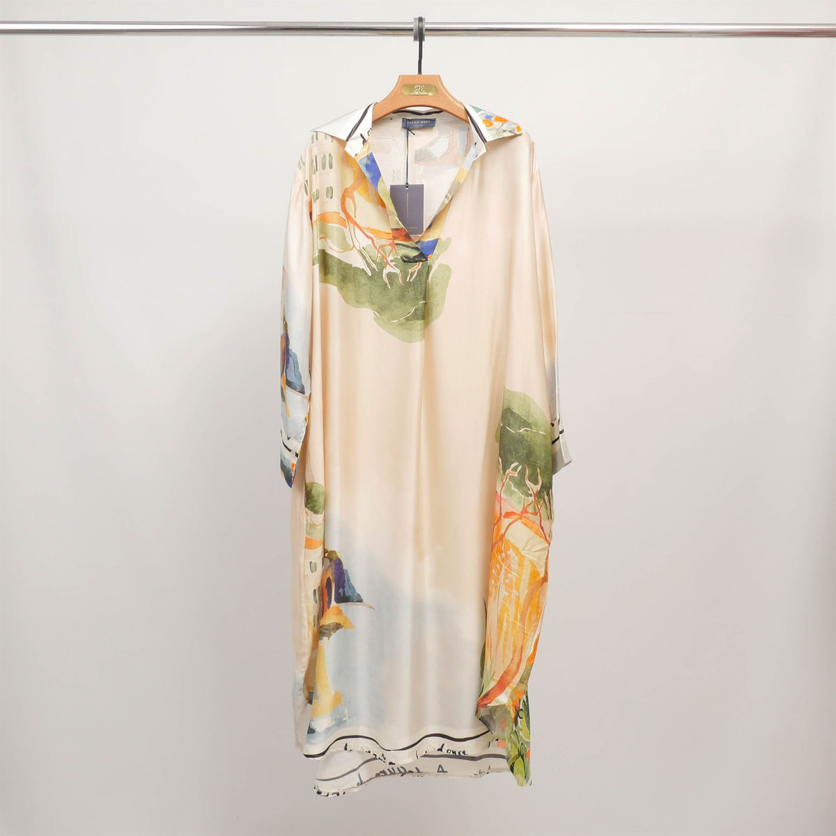 Watercolor print long sleeved dress kd6120vs 22