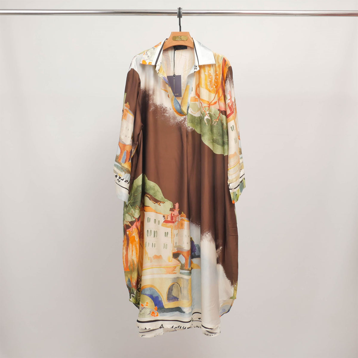 Watercolor print long sleeved dress kd6120vs 22