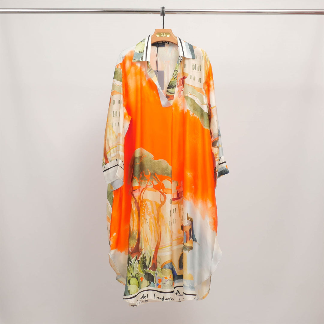 Watercolor print long-sleeved dress KD6120VS-22