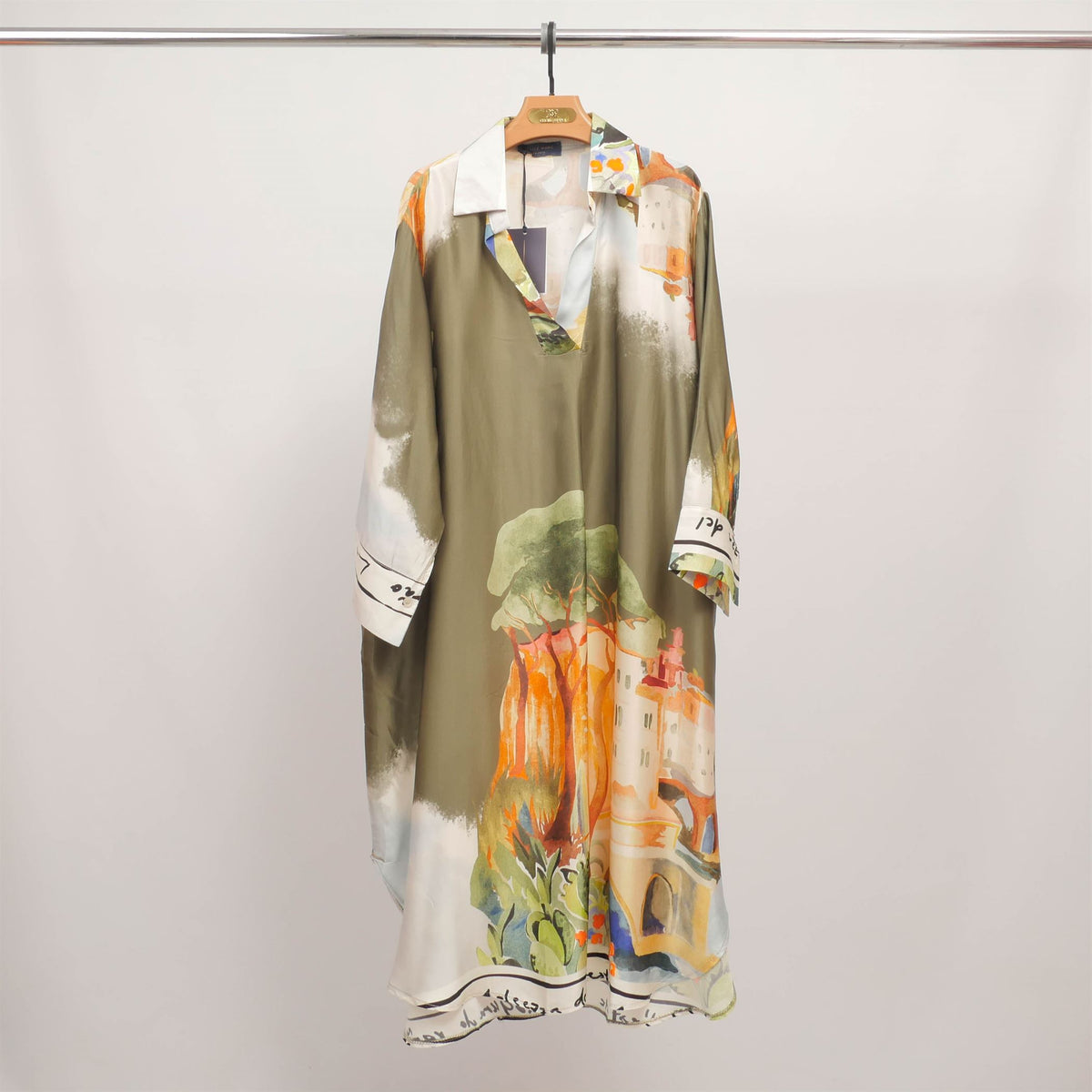 Watercolor print long sleeved dress kd6120vs 22