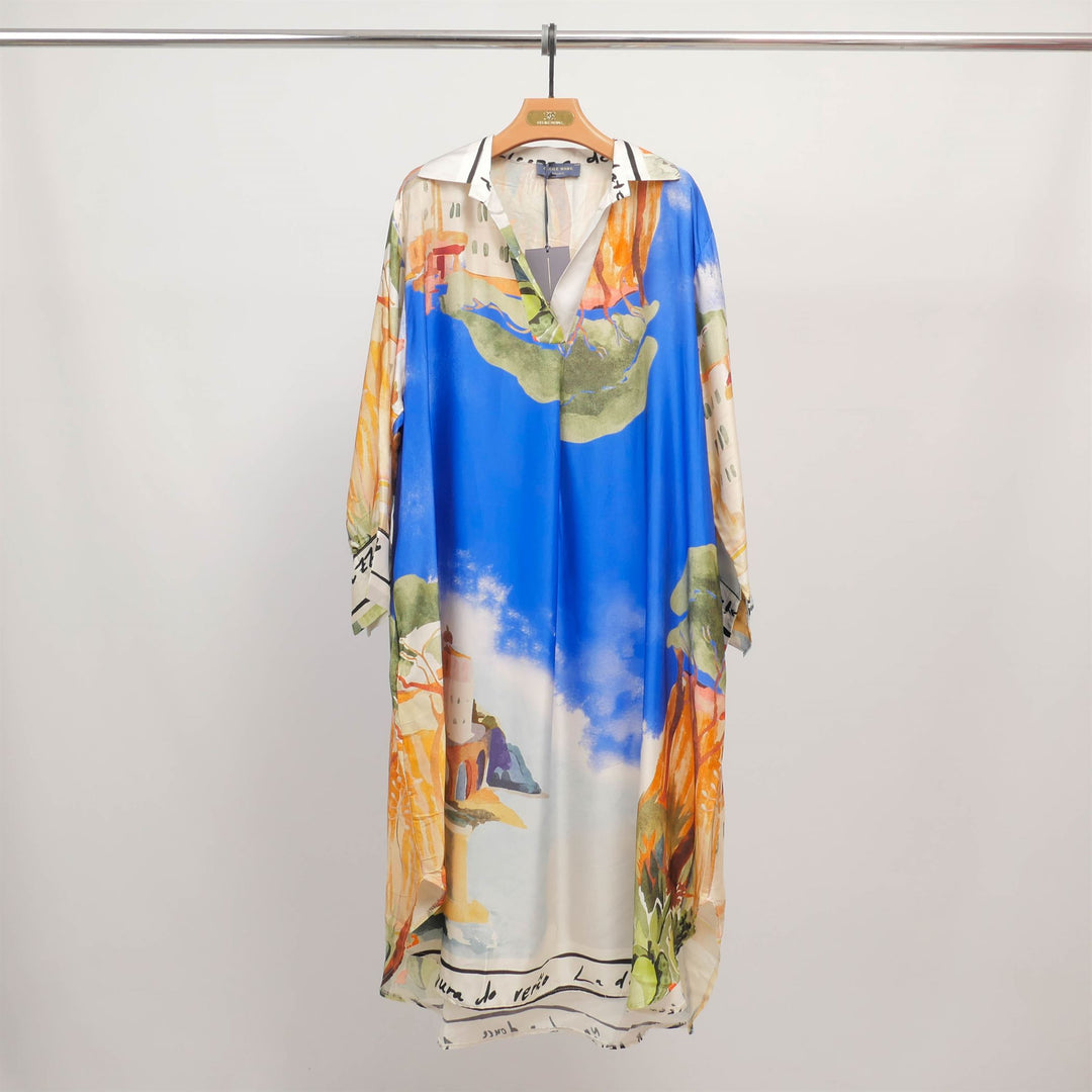 Watercolor print long-sleeved dress KD6120VS-22