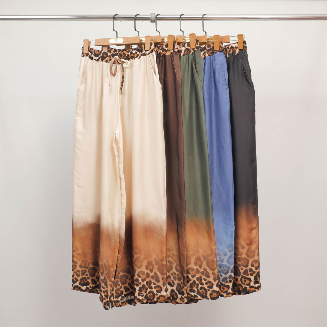 Leopard print wide-leg trousers with elasticated waistband KD6637VS-23
