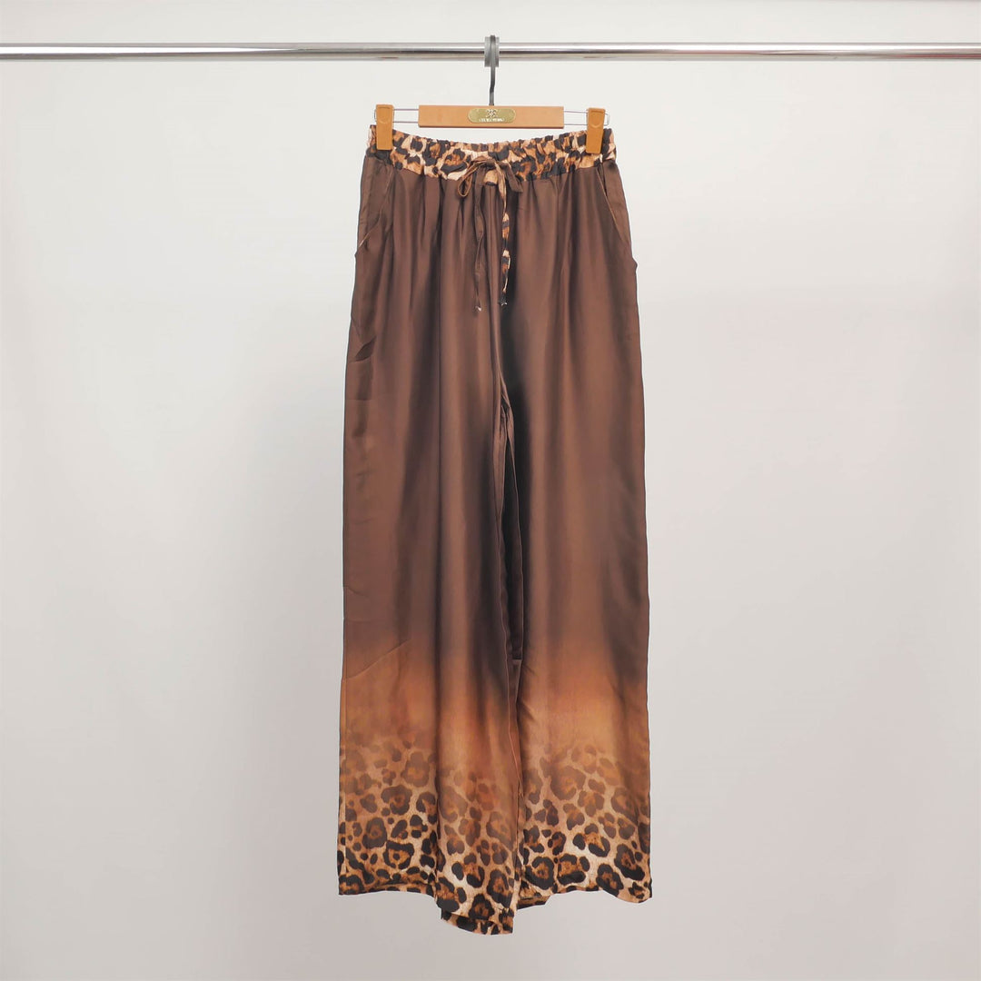 Leopard print wide-leg trousers with elasticated waistband KD6637VS-23