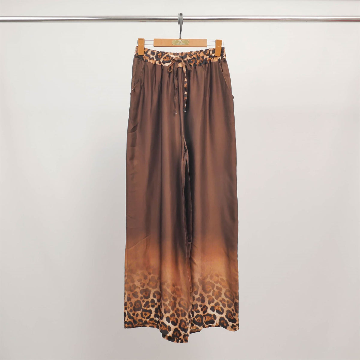 Leopard print wide leg trousers with elasticated waistband kd6637vs 23
