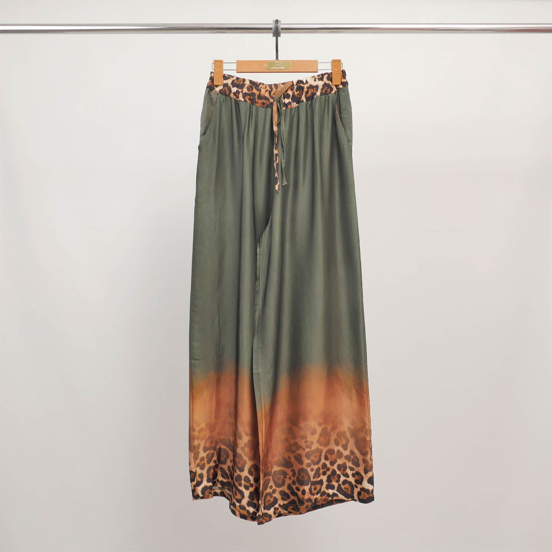 Leopard print wide-leg trousers with elasticated waistband KD6637VS-23