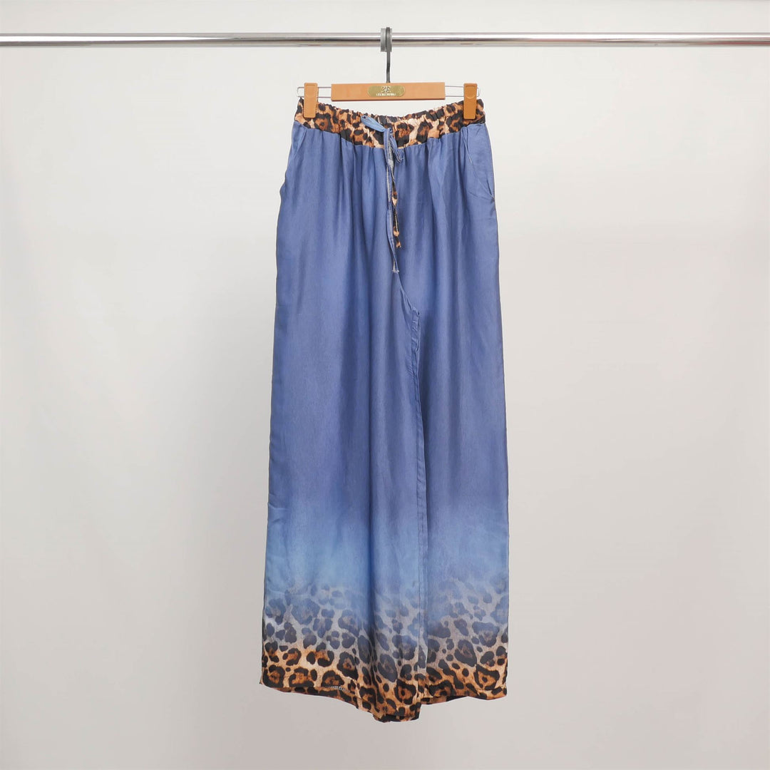 Leopard print wide-leg trousers with elasticated waistband KD6637VS-23