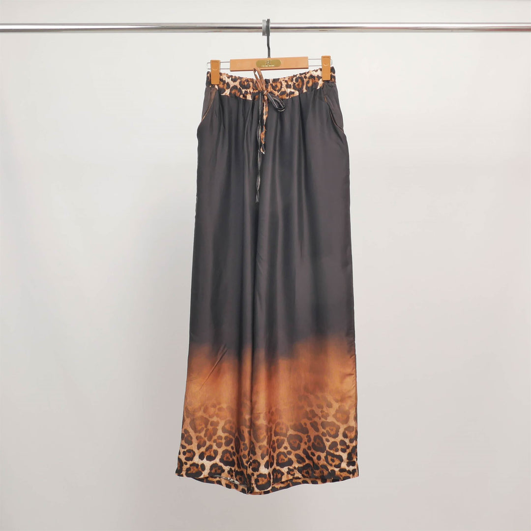 Leopard print wide-leg trousers with elasticated waistband KD6637VS-23