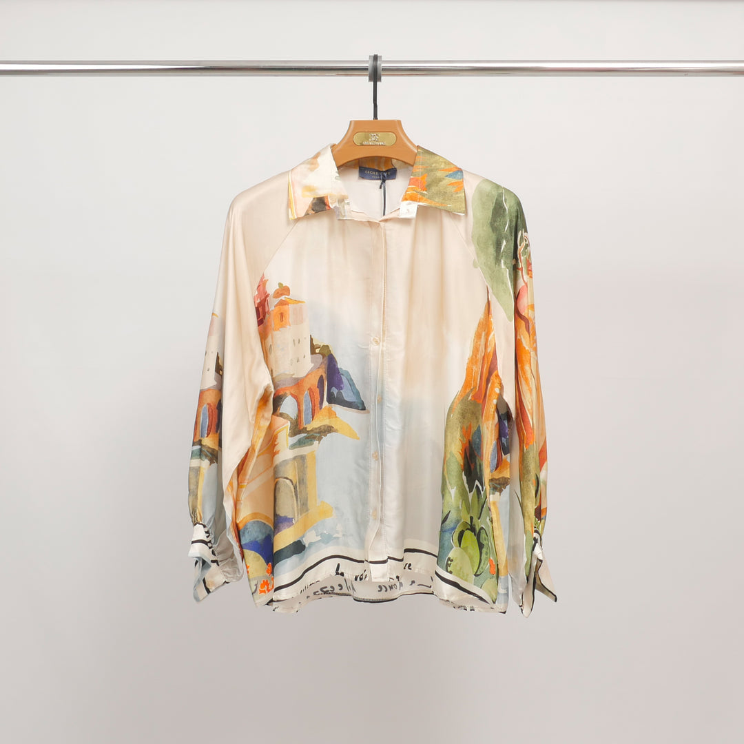 Fluid watercolor print tunic KD9905VS-22