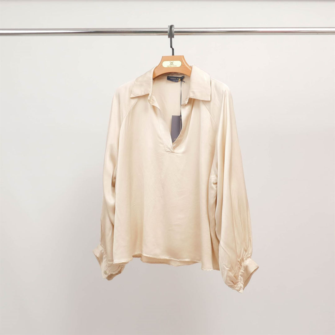 Flowy V-neck tunic with long sleeves KD7365VS-24