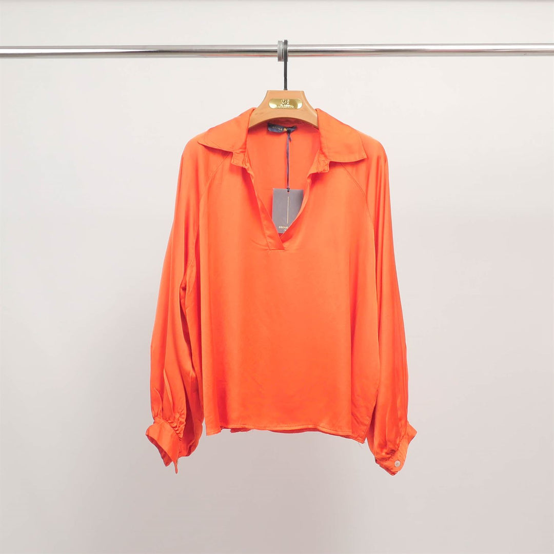 Flowy V-neck tunic with long sleeves KD7365VS-24