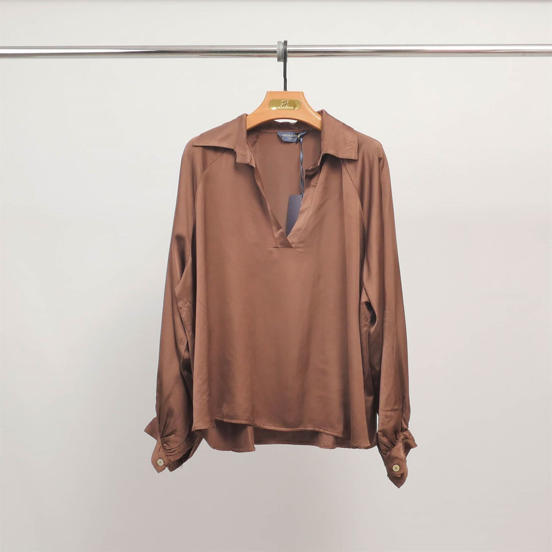 Flowy V-neck tunic with long sleeves KD7365VS-24