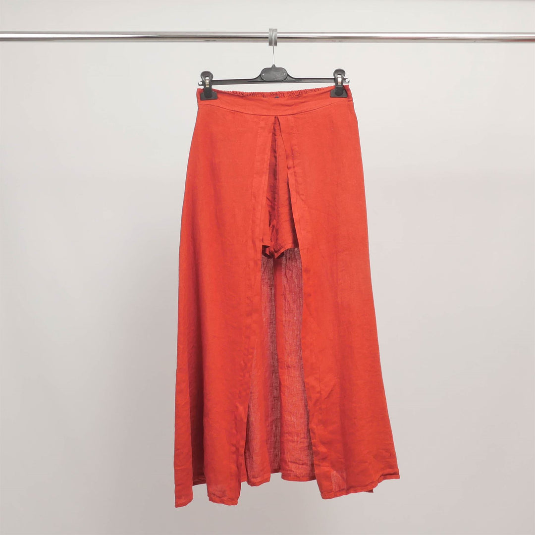 Short jupe en lin fendu devant TDM58025