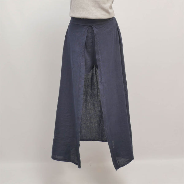 Linen short skirt with front slit TDM58025