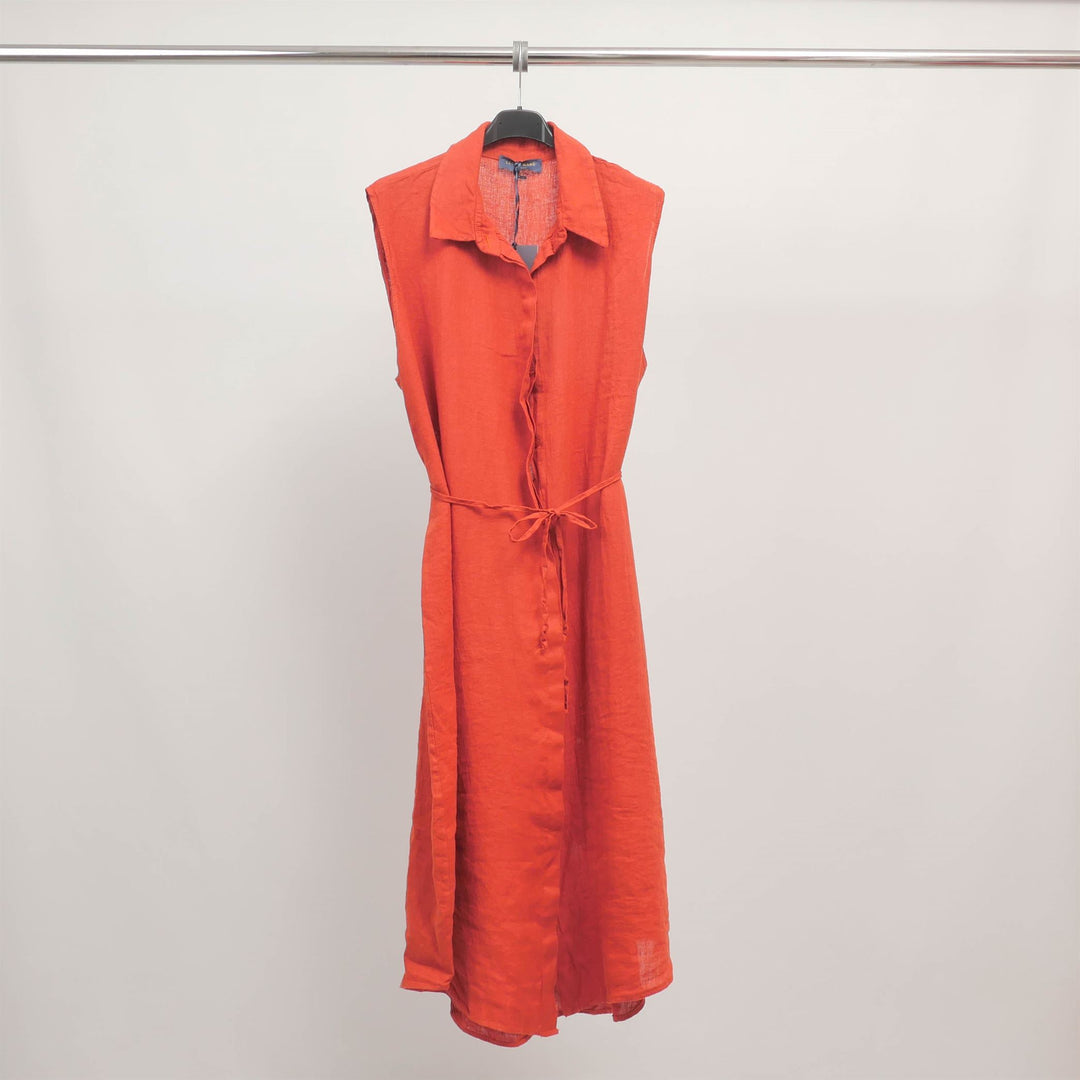 Robe chemise sans manches en lin TDM58225