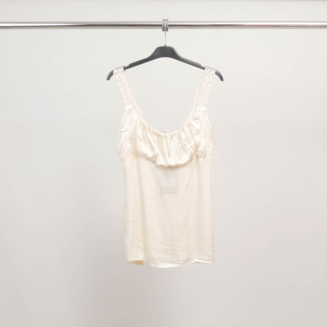 Viscose tank top with lace straps TDM9649