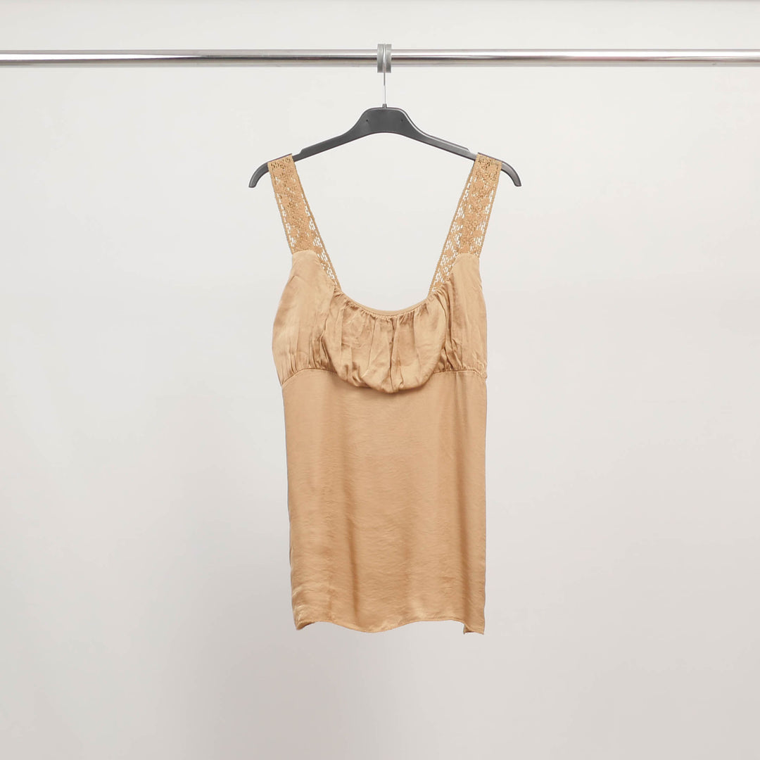 Viscose tank top with lace straps TDM9649