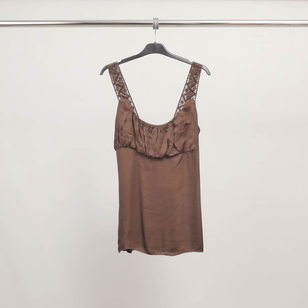 Viscose tank top with lace straps TDM9649