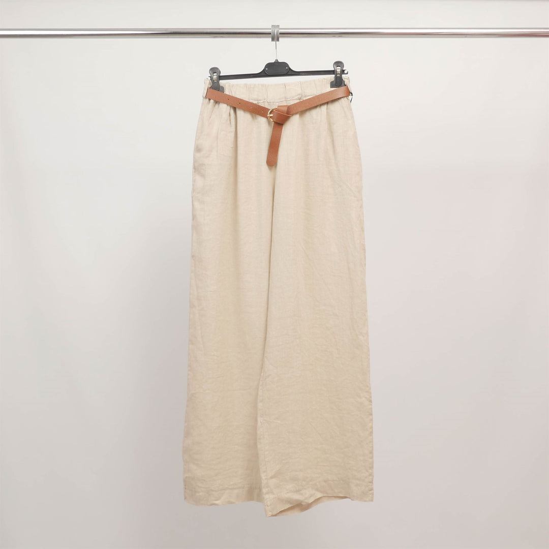 Pantalon large en lin avec ceinture TDM78223-L