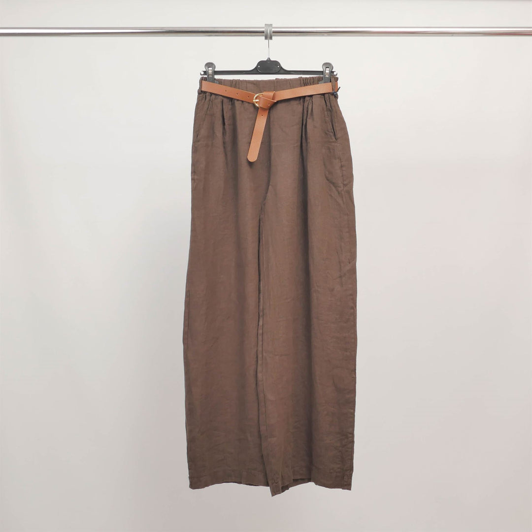 Pantalon large en lin avec ceinture TDM78223-L