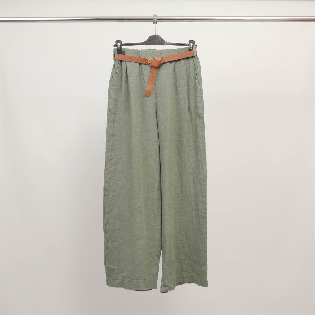 Pantalon large en lin avec ceinture tdm78223 l