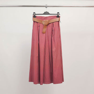 Jupe midi plissée rayée avec ceinture TDM52123-3