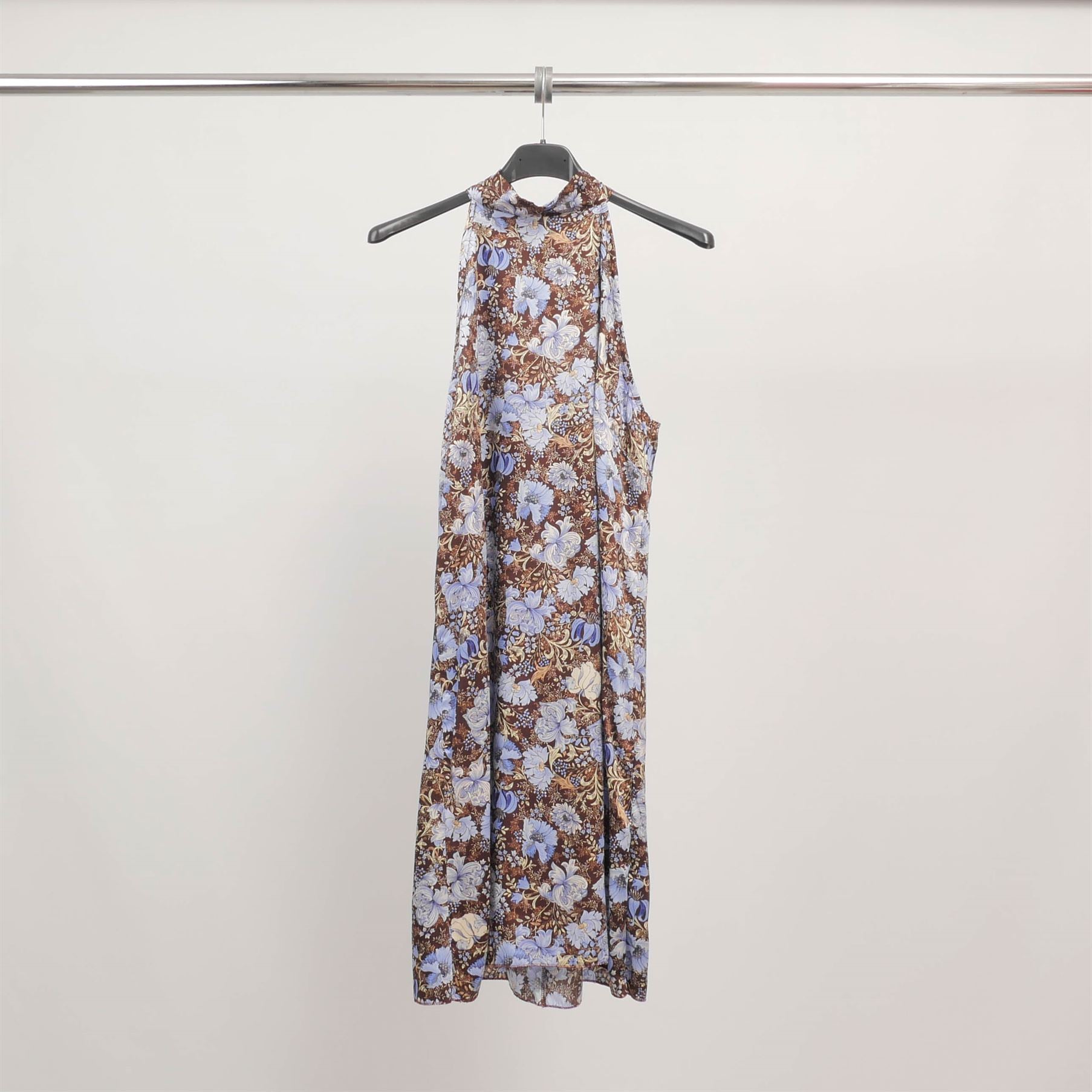 Robe fluide à col montant imprimé fleuri TDM09519-2
