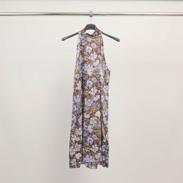 Robe fluide à col montant imprimé fleuri TDM09519-2