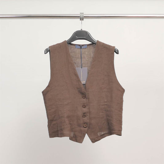 Gilet sans manches en lin boutonné TDM08924