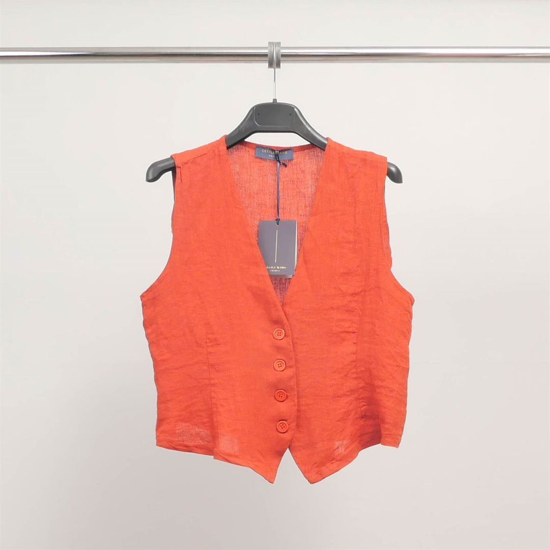 Gilet sans manches en lin boutonné TDM08924