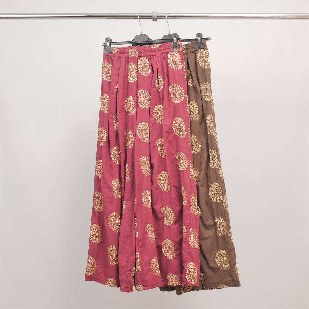 Wide-leg trousers with floral embroidery – TDM19123-9 