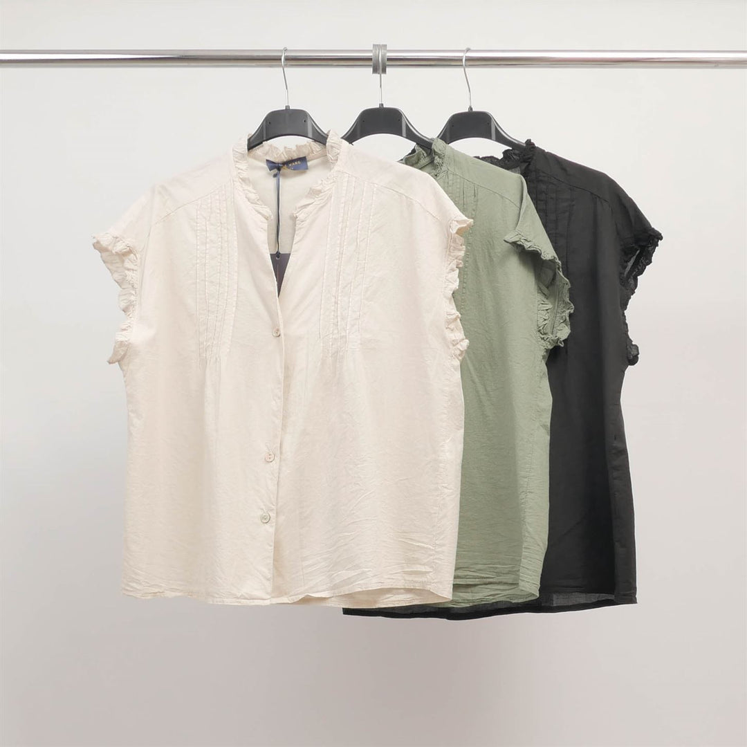 Blouse en coton manches volantées TDM38025