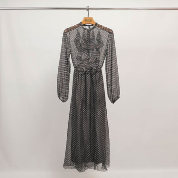 Robe longue à pois et volants CFM33047