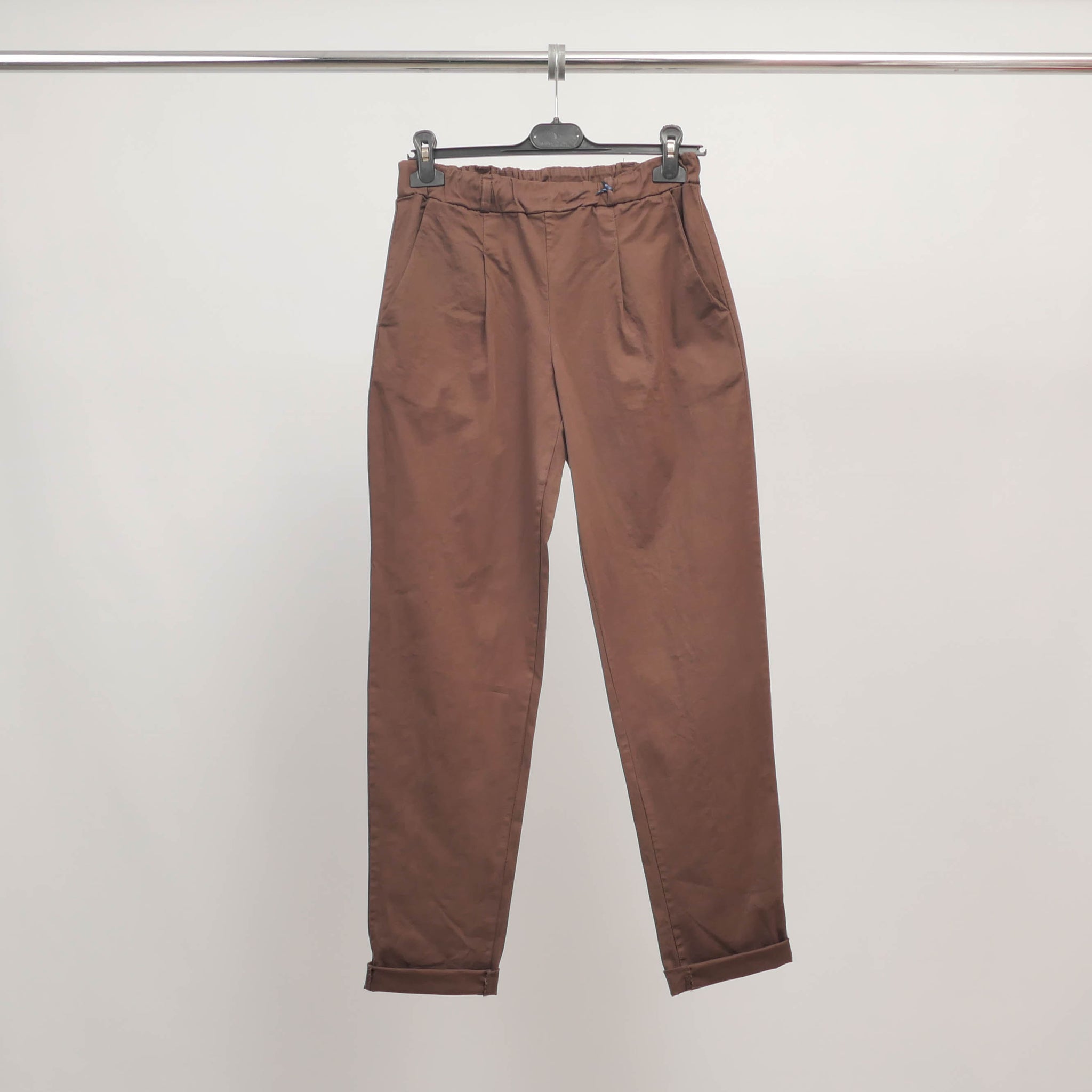 Pantalon droit taille élastique en coton stretch TDM07823-6