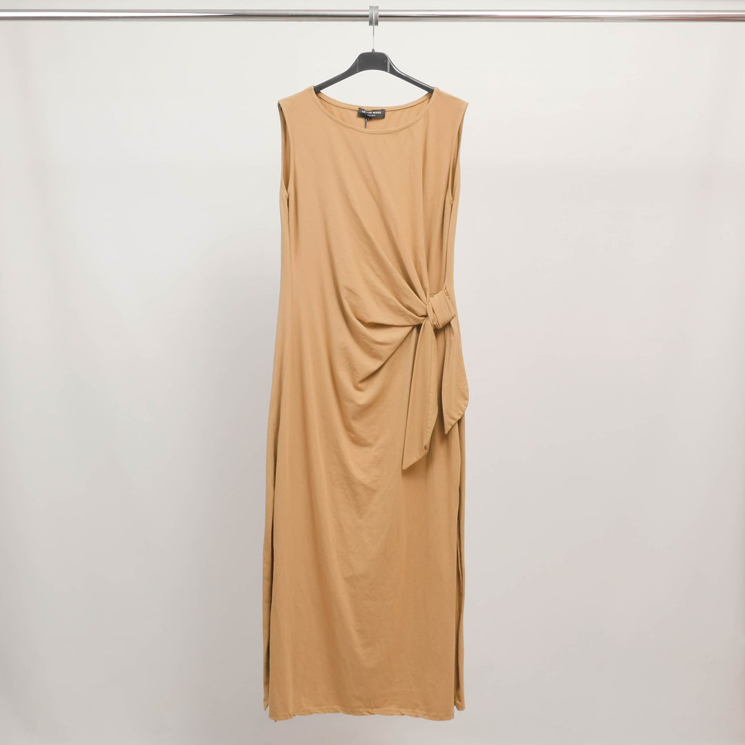 Robe drapée nouée à la taille en coton stretch TDM31025