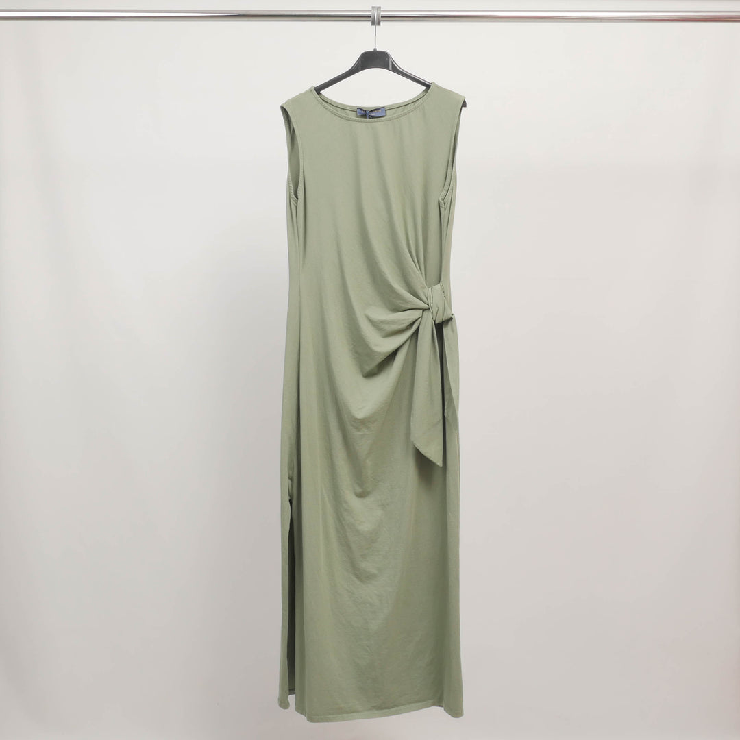 Robe drapée nouée à la taille en coton stretch TDM31025