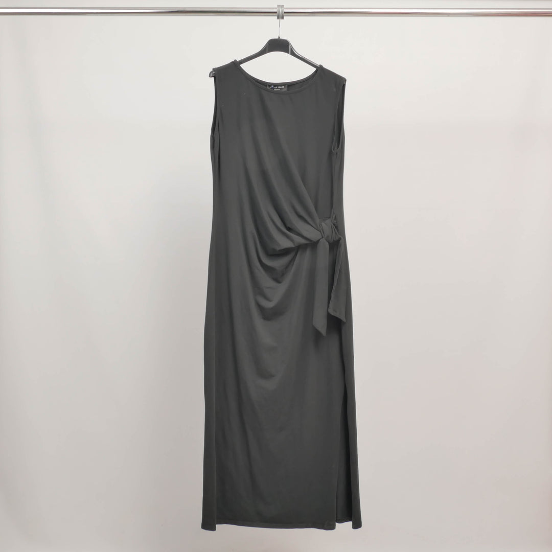 Robe drapée nouée à la taille en coton stretch TDM31025