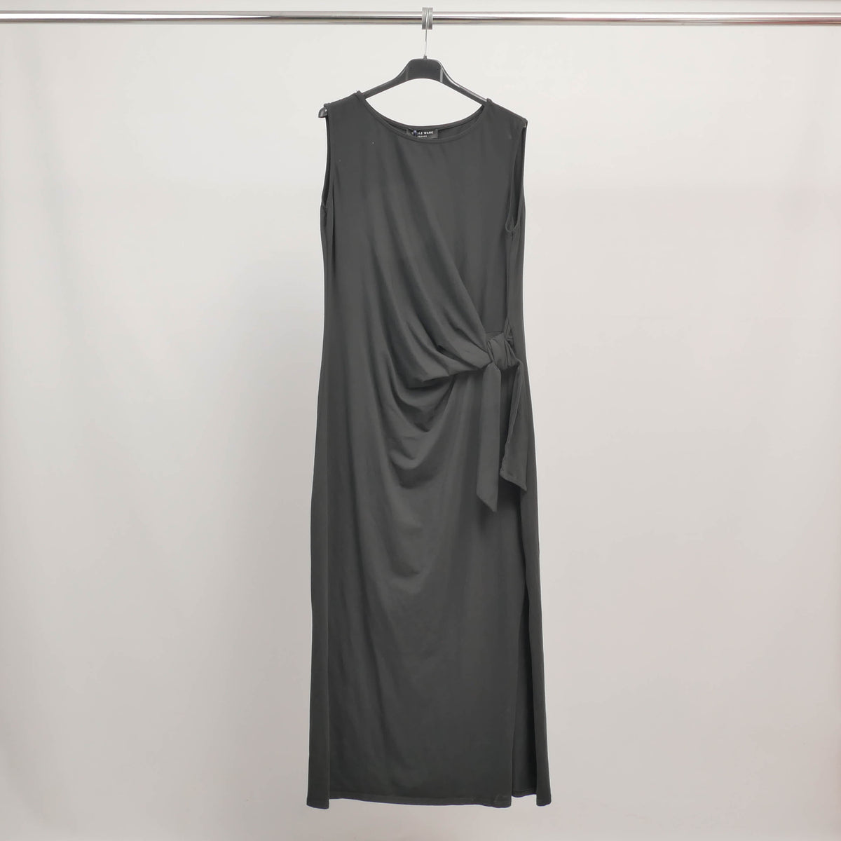 Robe drapée nouée à la taille en coton stretch tdm31025