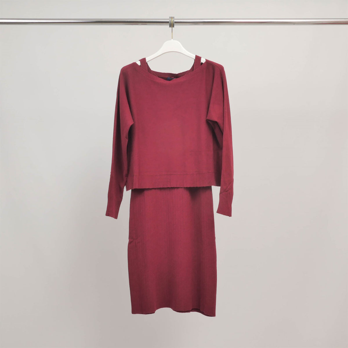 Hyd110 2 in 1 tank top dress and oversized sweater set