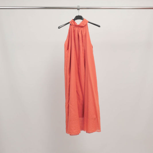 Robe mi-longue col noué en coton TDM60725