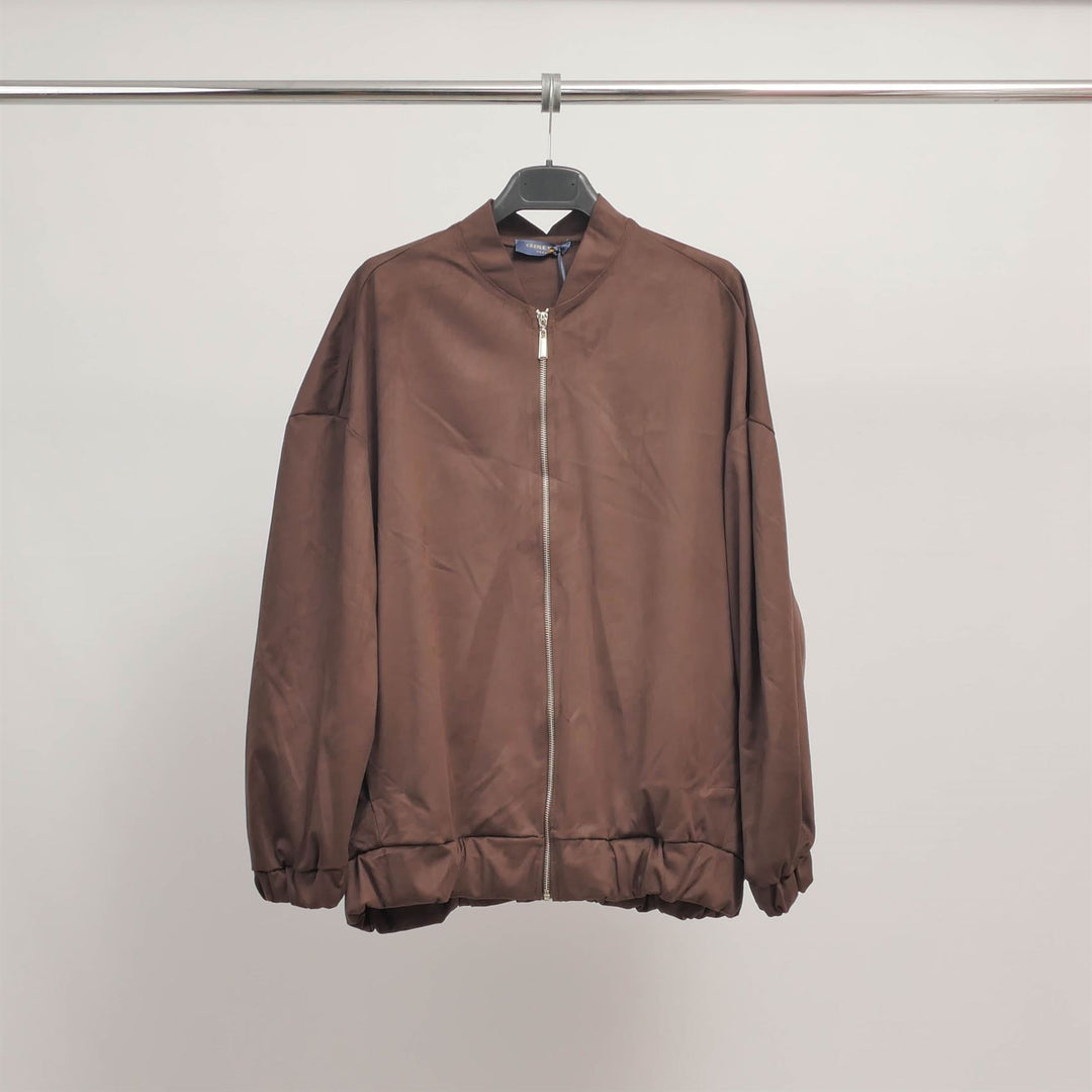 Suede bomber-neck zip-up jacket TDM09323-9