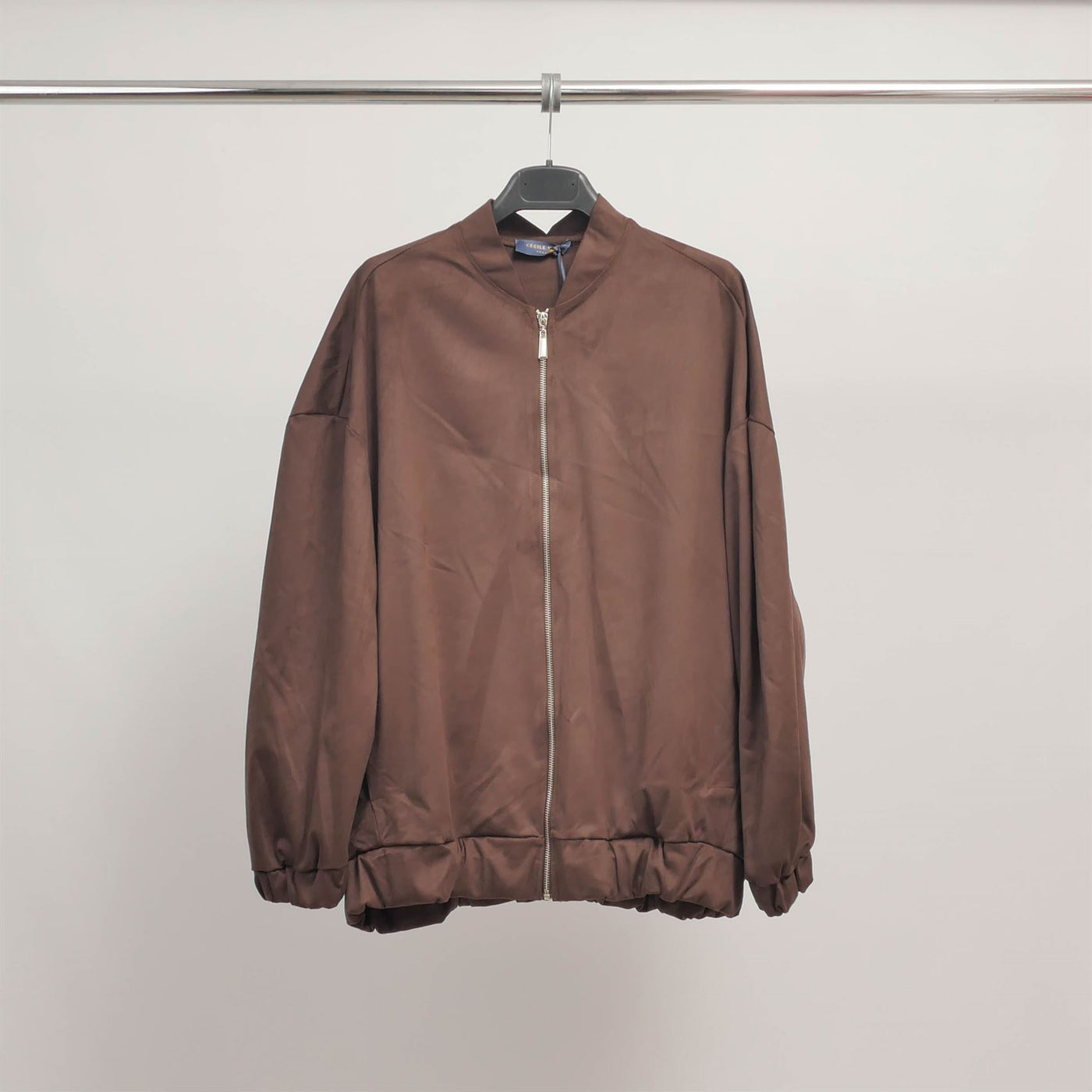Suede bomber-neck zip-up jacket TDM09323-9