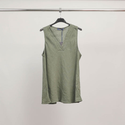 Top sans manches en lin col V TDM65825