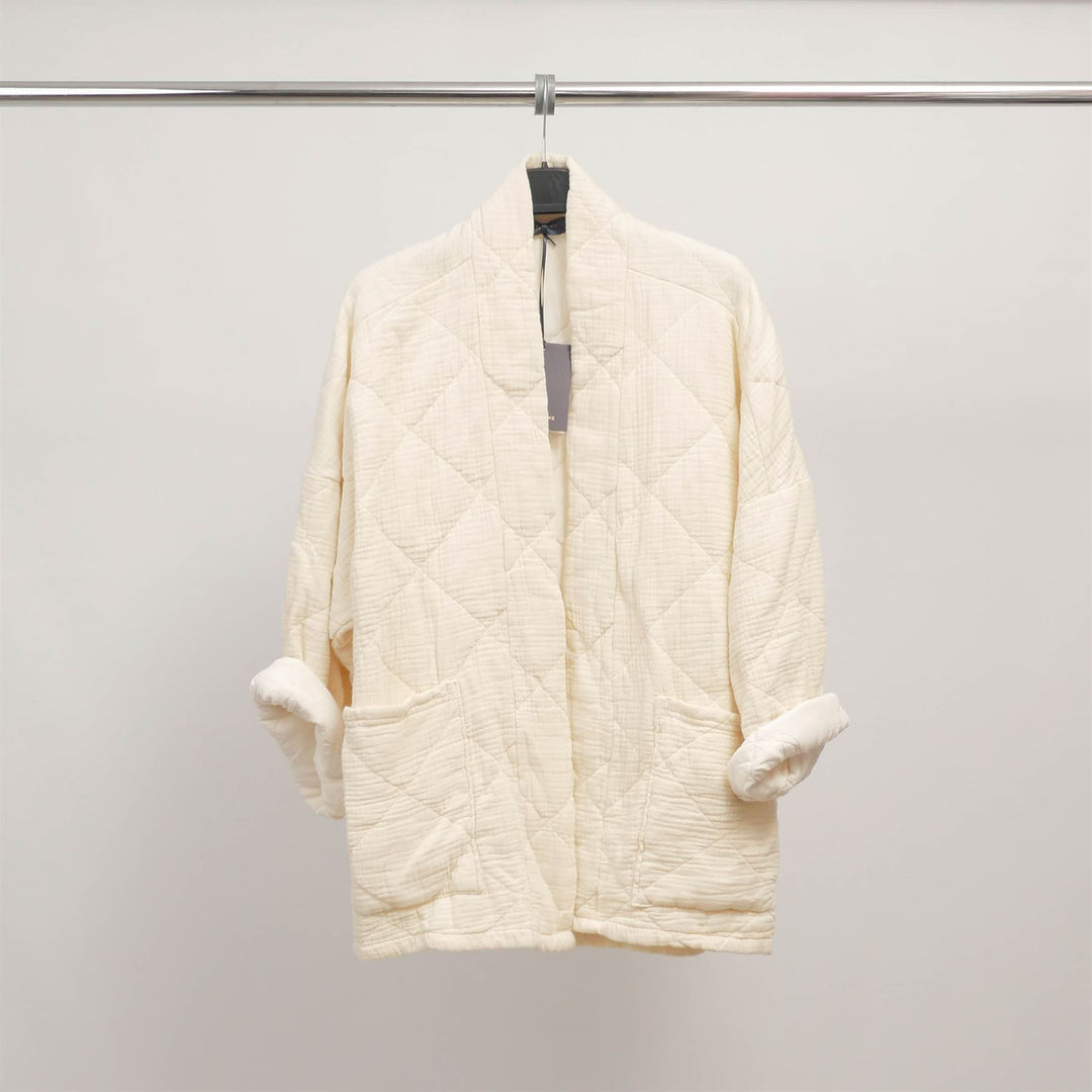 Quilted cotton jacket with kimono collar TDM88021-14