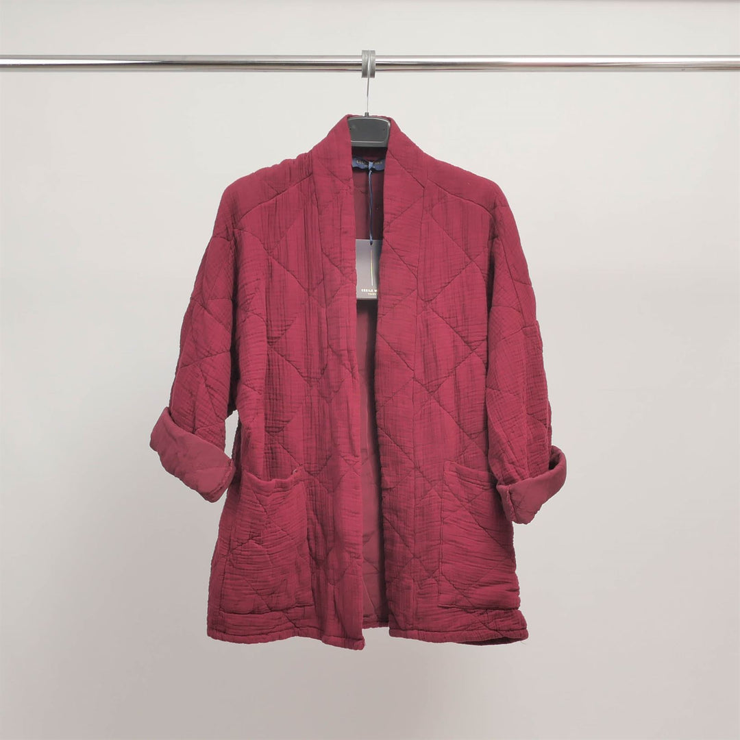 Quilted cotton jacket with kimono collar TDM88021-14