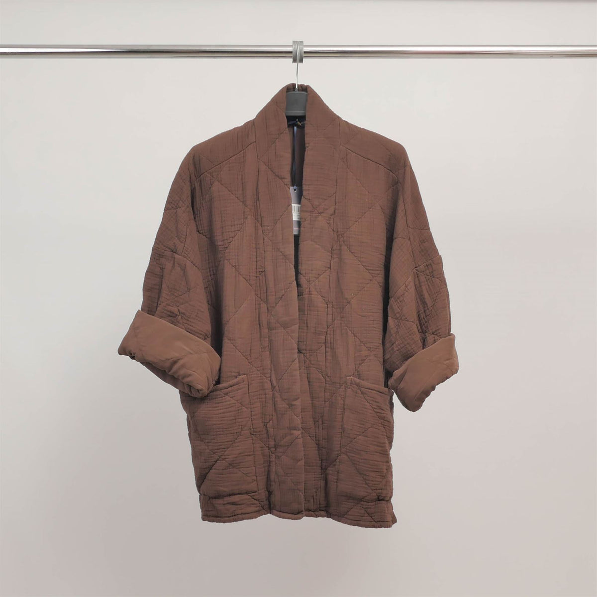 Quilted cotton jacket with kimono collar tdm88021 14