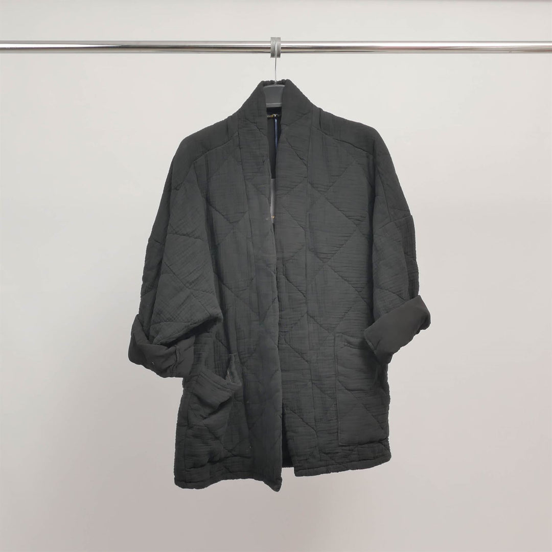 Quilted cotton jacket with kimono collar TDM88021-14