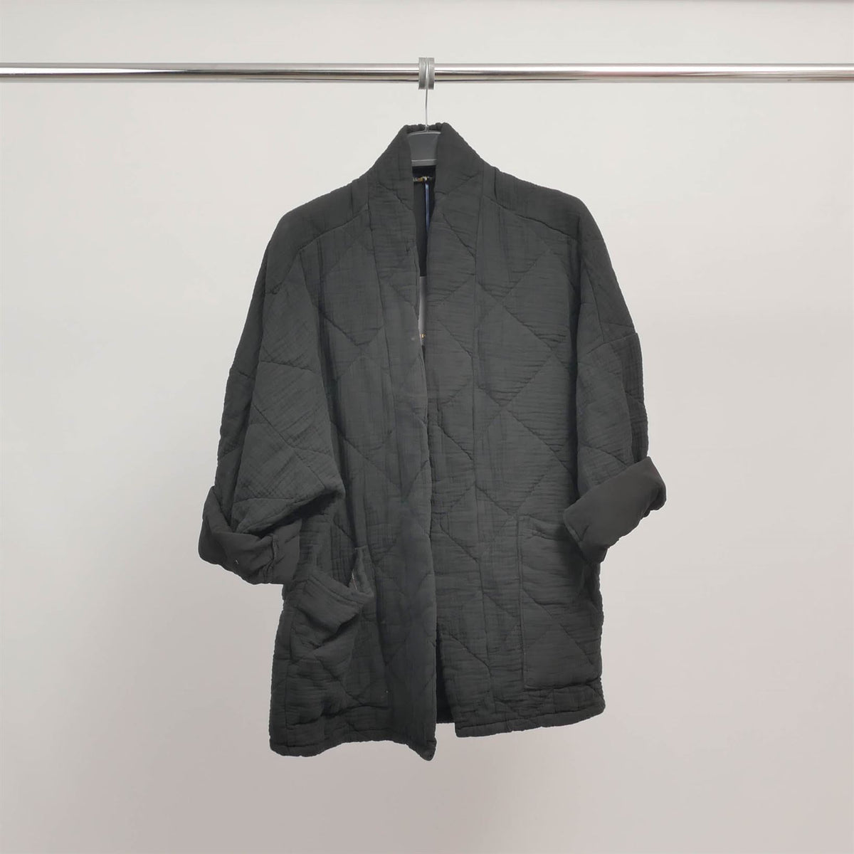 Quilted cotton jacket with kimono collar tdm88021 14