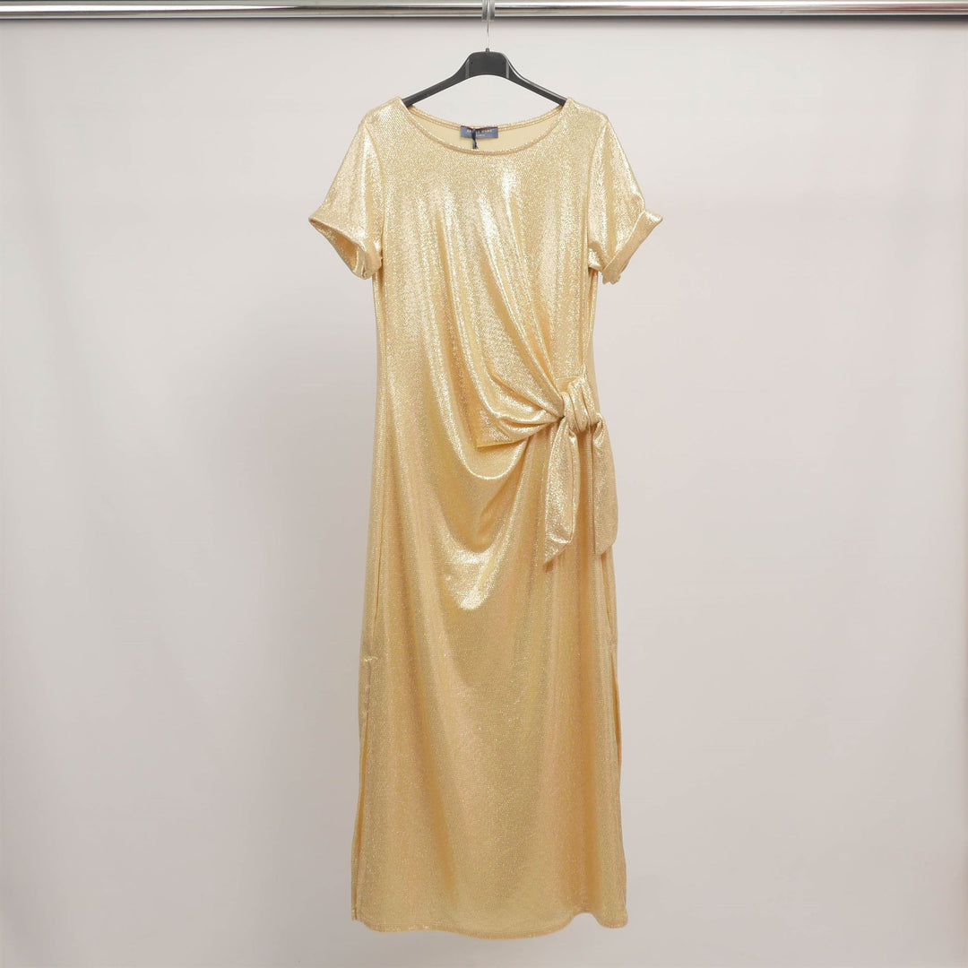 Robe drapée brillante avec nœud latéral TDM23525-5