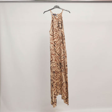 Robe longue dos nu imprimé fauve TDMK513-11