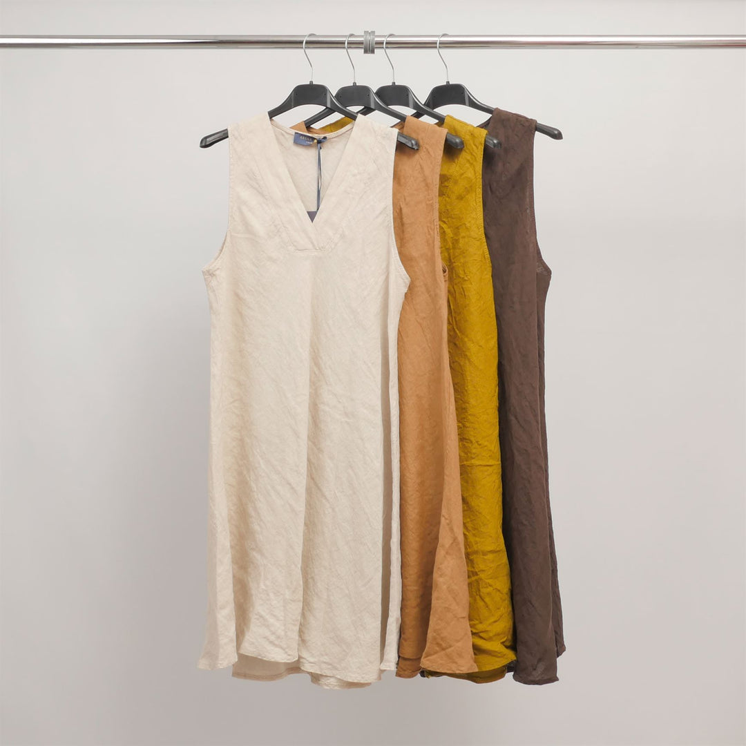 Robe en lin col V sans manches TDM65725
